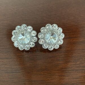Miu Miu sliver crystal clip on earrings